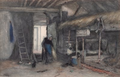 Morning Chores, n. 1845-1865 (akvarelli paperille) od Anton Mauve
