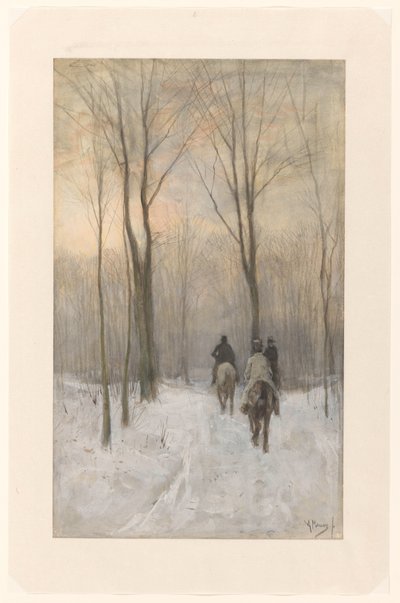 Jezdci ve sněhu v Haagse Bos Jezdci ve sněhu v haagském lese od Anton Mauve
