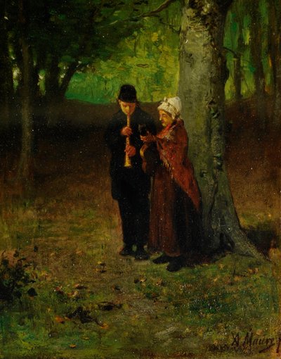Toulaví hudebníci (olej na dřevě) od Anton Mauve