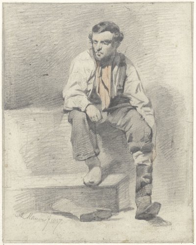 sedícího dělníka od Anton Mauve
