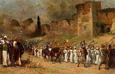 Zničení hradeb Jericha - Olsův zákon (tisk) od Anton Robert (after) Leinweber