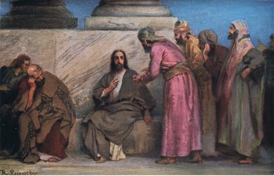 The tribute money, z Hulbertova Story of the Bible vydaného The John Winston Company, 1932 od Anton Robert Leinweber