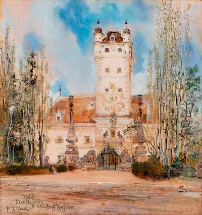 Vnější pohled na hrad Greillenstein v Rakousku - obraz Antona Romaka (1832-1889) od Anton Romako