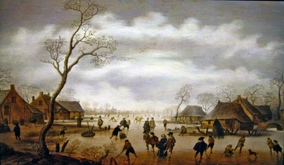 Eine Winterszene mit Schlittschuhläufern von Antoni  Verstralen