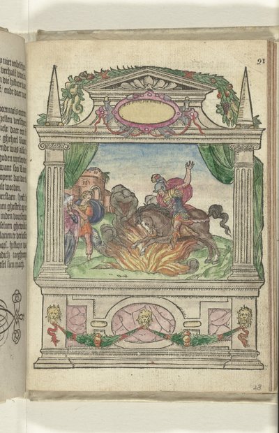 Scéna s hrdinským činem Marcuse Curtiuse, 1578 od Antoni van Leest