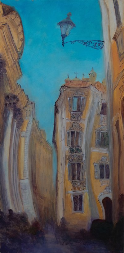 Hledá se fontána, Itálie, 2015 (olej na plátně) od Antonia Myatt