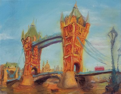 Tower bridge, studie, 2019 (olej na plátně) od Antonia Myatt