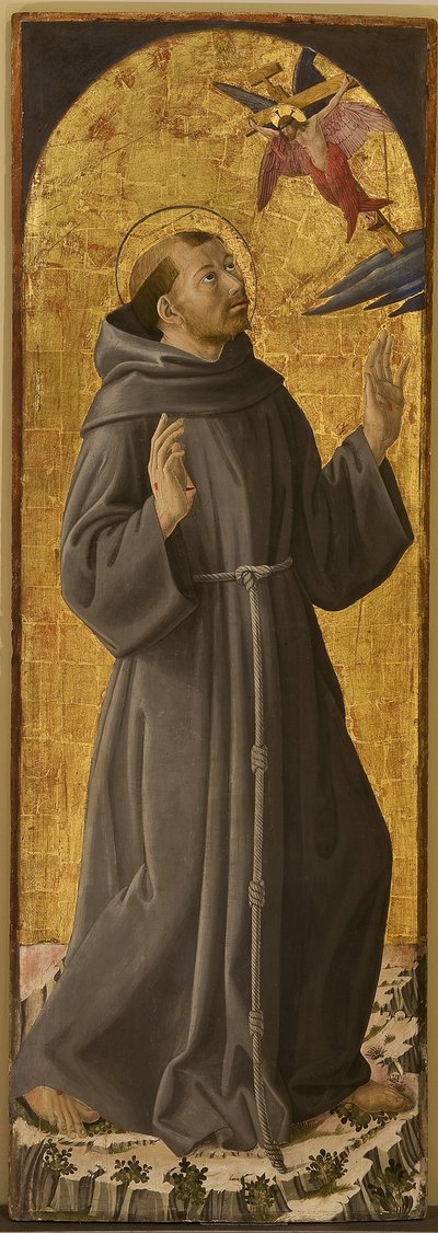 Saint Francois - Svatý František z Assisi par Romano, Antoniazzo (1430 / 35-1508). Olej na dřevě, rozměr: 173x61,5,, Občanské muzeum, Rieti od Antoniazzo Romano