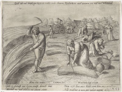 Sklizeň Pěstování obilí (název série) od Antonie Wierix (II) (possibly)