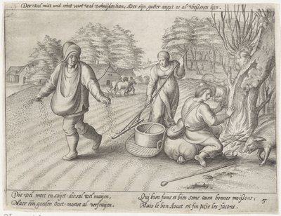 Zasít na zemi Pěstování obilí (název série) od Antonie Wierix (II) (possibly)