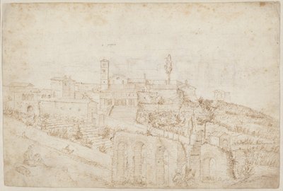 Kostel S. Gregorio Magno na Celian Hill (verso) od Antonie van den Wyngaerde