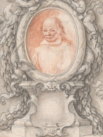 Oválný portrét muže v propracovaném rámu s kartuší, ca. 1724. od Antonino Grano