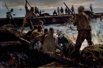 Porážka tuňáka, obraz Antonino Leto (1844-1913), olej na plátně, 41x62 cm od Antonino Leto