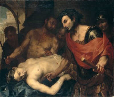 Nero (37–68 n. l.) s mrtvolou své matky Agrippiny (15–59 n. l.) (olej na plátně) od Antonio (attr. to) Zanchi
