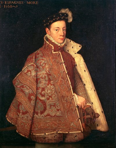 Portrét Dona Carlose, prince z Asturie (olej na plátně) od Antonio (studio of) (attr. to) Moro