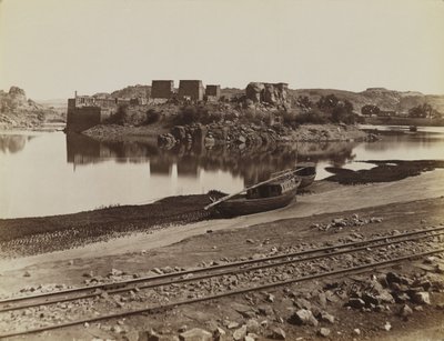Philae, pohled na východní břeh Nilu, severozápad od Antonio Beato