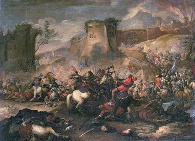 Jezdecké potyčky mezi křižáky a Turky od Antonio Calza