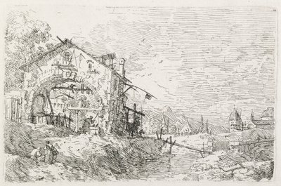 Pohledy: Žena čerpající vodu pod obloukem od Antonio Canaletto