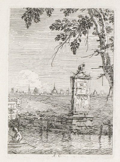 Pohledy: Malý pomník pod stromem, 1735-1746. od Giovanni Antonio Canal