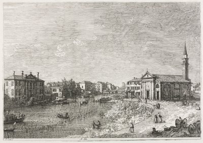 Pohledy: Pohled na Dolo, město na řece Brenta, západně od Benátek od Antonio Canaletto