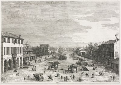 Pohledy: Pohledy na Mestre, město v provincii Benátky od Antonio Canaletto