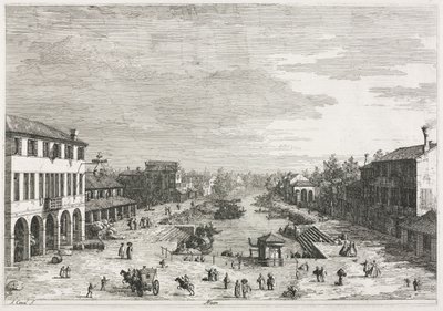 Pohledy: Pohledy na Mestre, město v provincii Benátky, 1735-1746. od Giovanni Antonio Canal