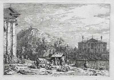 Pohledy na Benátky a okolí: Město za řekou od Antonio Canaletto
