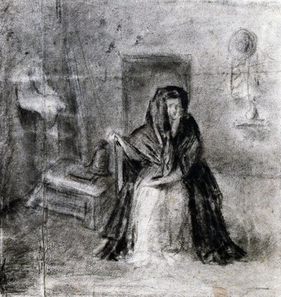 Sedící žena, Antonio Canova (1757-1822), kresba od Antonio Canova