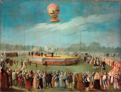 Výstup balónu v přítomnosti dvora Karla IV. - Obraz Antonia Carnicera Mancia (1748-1814), olej na plátně od Antonio Carnicero