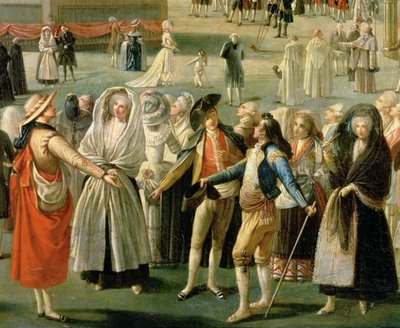 Výstup horkovzdušného balónu v Madridu, detail davu (olej na plátně) (detail) od Antonio Carnicero