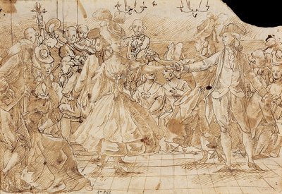 ""Minuet"" - dílo Antonia Casanovase Torrentse (1752-1796) Menuet Pen, hnědý tuš na papíře c. 1780 Národní muzeum umění Katalánska, Barcelona 20,9x30 od Antonio Casanovas i Torrents