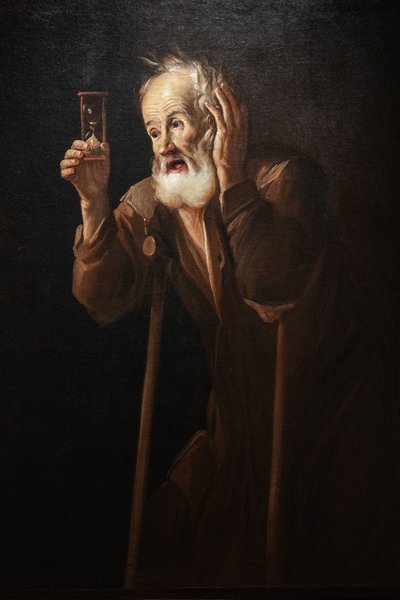Starý muž drží přesýpací hodiny od Antonio Cifrondi