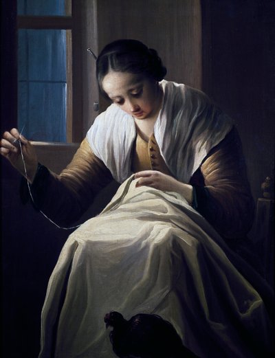 Švadlena, Antonio Cifrondi (1657-1730), Olej na plátně od Antonio Cifrondi