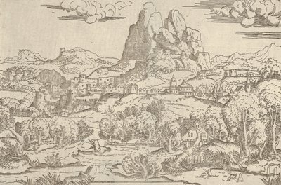 Krajina z rámu Venus Pushing Cupid, 1540-45. od Antonio Fantuzzi