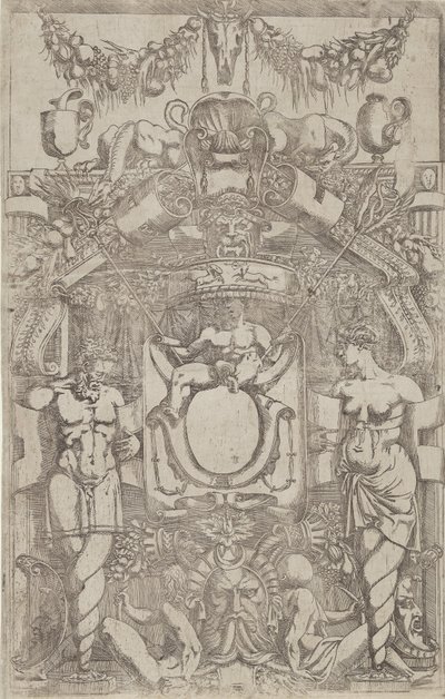 Ornament s malým prázdným oválem, 1540-45. od Antonio Fantuzzi