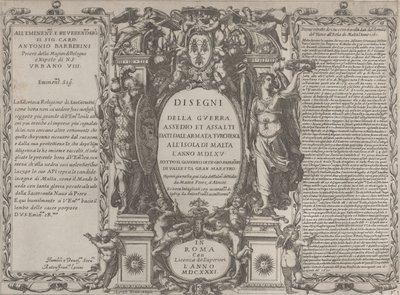 Frontispis pro kresby války, obléhání a útoku turecké armády na ostrov..., 1631. od Antonio Francesco Lucini