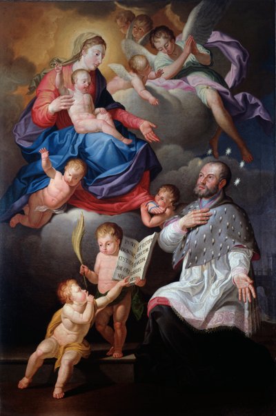 Svatý Jan Nepomucký s pannou a dítětem (olej na plátně od Antonio Giolfi