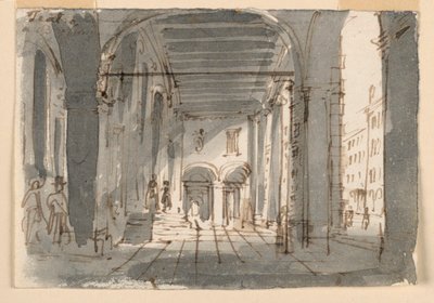Portico u vchodu do divadla v Brescii od Antonio Giuseppe Basoli