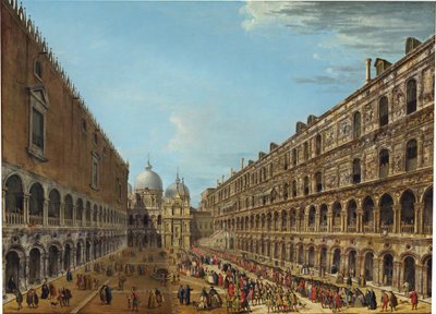 Průvod na nádvoří vévodského paláce v Benátkách od Antonio Joli