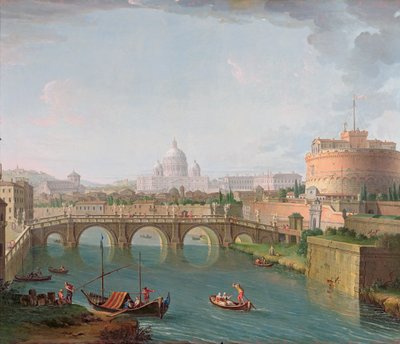 Pohled na Tiberu, cca 1700-77 (olej na plátně) od Antonio Joli