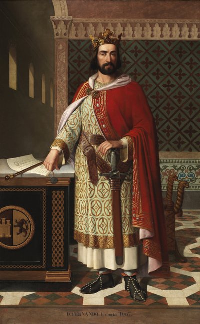 Portrét krále Ferdinanda I. Leónského (1016-1065) (Portrét Ferdinanda I. Leónského nazývaného velký) Obraz Antonia Maffei Rosala (1817-1868) 1855 Palacio de las Cortes, Madrid od Antonio Maffei Rosal