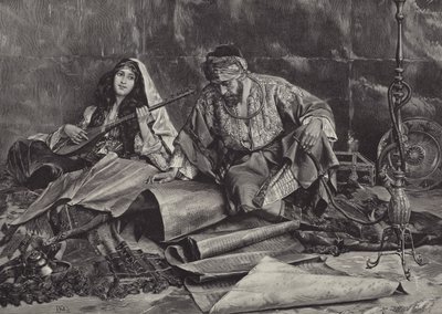 Sultánova oblíbená píseň (rytina) od Antonio Maria Fabres y Costa