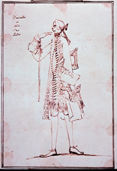 Portrét Carla Broschiho zvaného Farinelli (1705-1782) Italský kastrát (kastrát) Karikatura od Antona Maria Zanettiho (1680-1767). 18. století. Soukromá sbírka. od Antonio Maria Zanetti