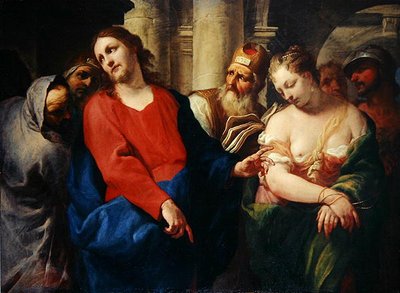 Cizoložnice před Kristem (olej na plátně) od Antonio Molinari