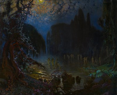 Koupání nymf - Munoz Degrain, Antonio (1840-1924) - c. 1915 - Olej na plátně - 76,5x93,5 - Museo Carmen Thyssen, Malaga od Antonio Munoz Degrain
