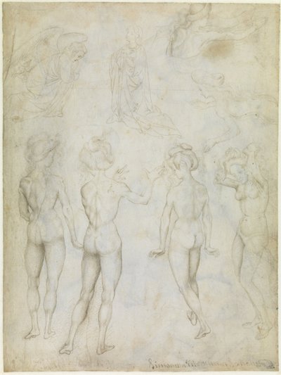 Čtyři studie ženského aktu, zvěstování a dvě studie plavání ženy, c.1425 od Antonio Pisanello