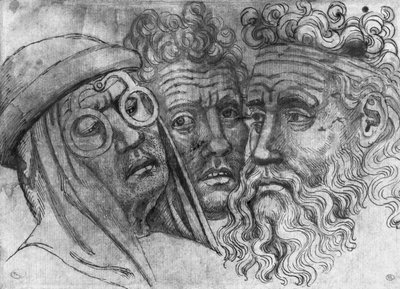 Hlavy tří mužů z alba The Vallardi od Antonio Pisanello
