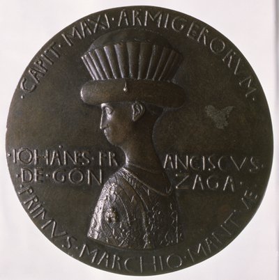 Portrétní medaile zobrazující Gianfrancesco Gonzaga (13945-1444) 1446-8 (bronz) (revers viz 96844) od Antonio Pisanello