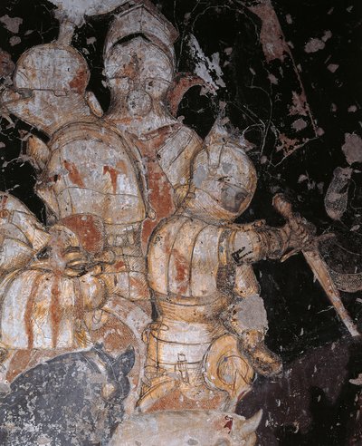Turnaj-bitva u Louvezerp od Antonia Pisana známý jako Pisanello (před rokem 1395-cca 1455), freska, detail, Palazzo Ducale, Mantua od Antonio Pisanello