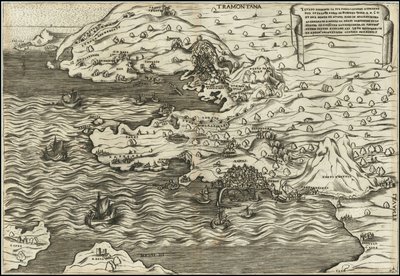 Antonio Salamanca 1538 Il Vero Disegnio In Sui Propio Luogho Ritratto Del In Felice Paese Di Posuolo Quale E. M. 60 et del Monte di Nuovo Nato In Mare Et In Terra , , , 29 de Setenbre 1538 od Antonio Salamanca